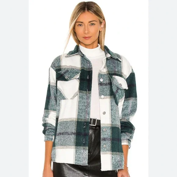 BB Dakota by Steve Madden Plaid Shacket Evergreen Plaid Size Medium - Picture 1 of 15